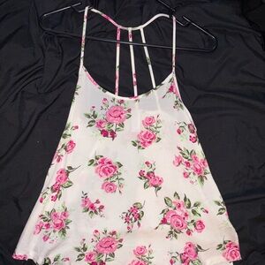 White and Cream Floral Backless Camisole